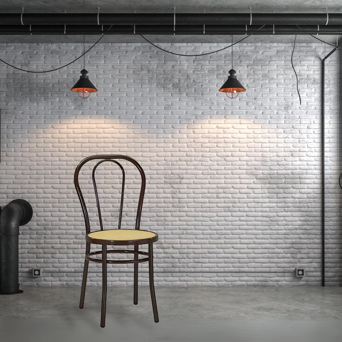Tomaino - Silla de cocina de hierro con asiento de paja - Juego de sillas de comedor Viena (4, negro)