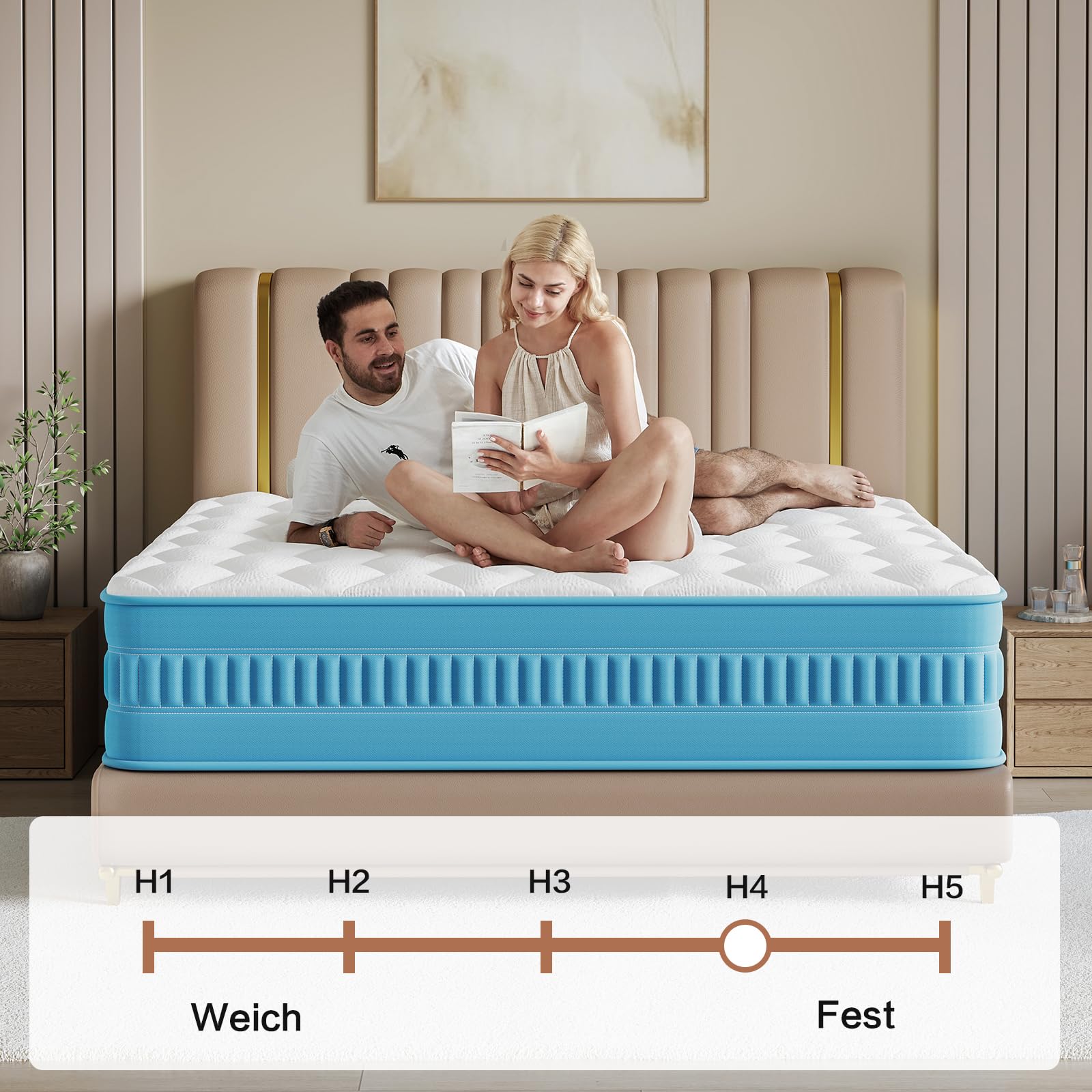 Matratze 140x200 Höhe 25cm Federkernmatratze, Härtegrad H4, 7 Zonen Taschenfederkernmatratze mit Hochwertigem Schaumstoff für Ergonomische, knitstoff mit angenehmer Oberfläche