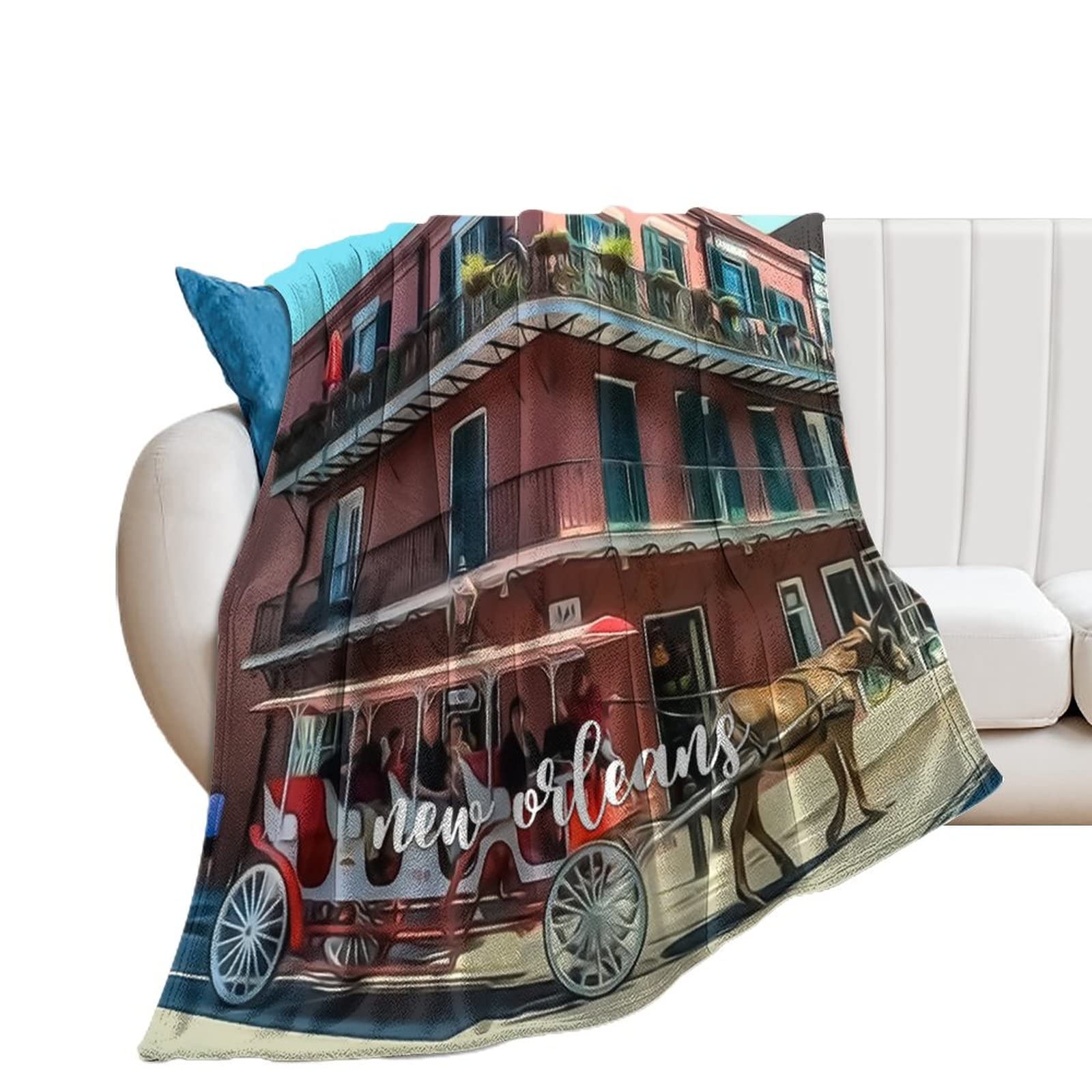 Couverture en flanelle polaire Nouvelle-Orléans 177x203 cm pour canapé