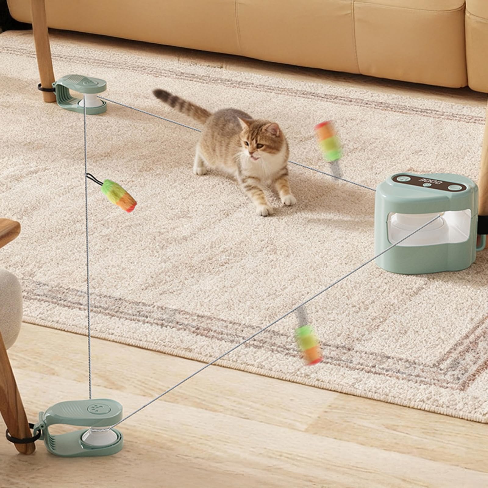 Giocattoli per gatti elettrici, tapis roulant, automatici/telecomandato, per gatti, modalità auto e manuale, ricaricabili USB, giocattolo interattivo simulato per gatti (blu)