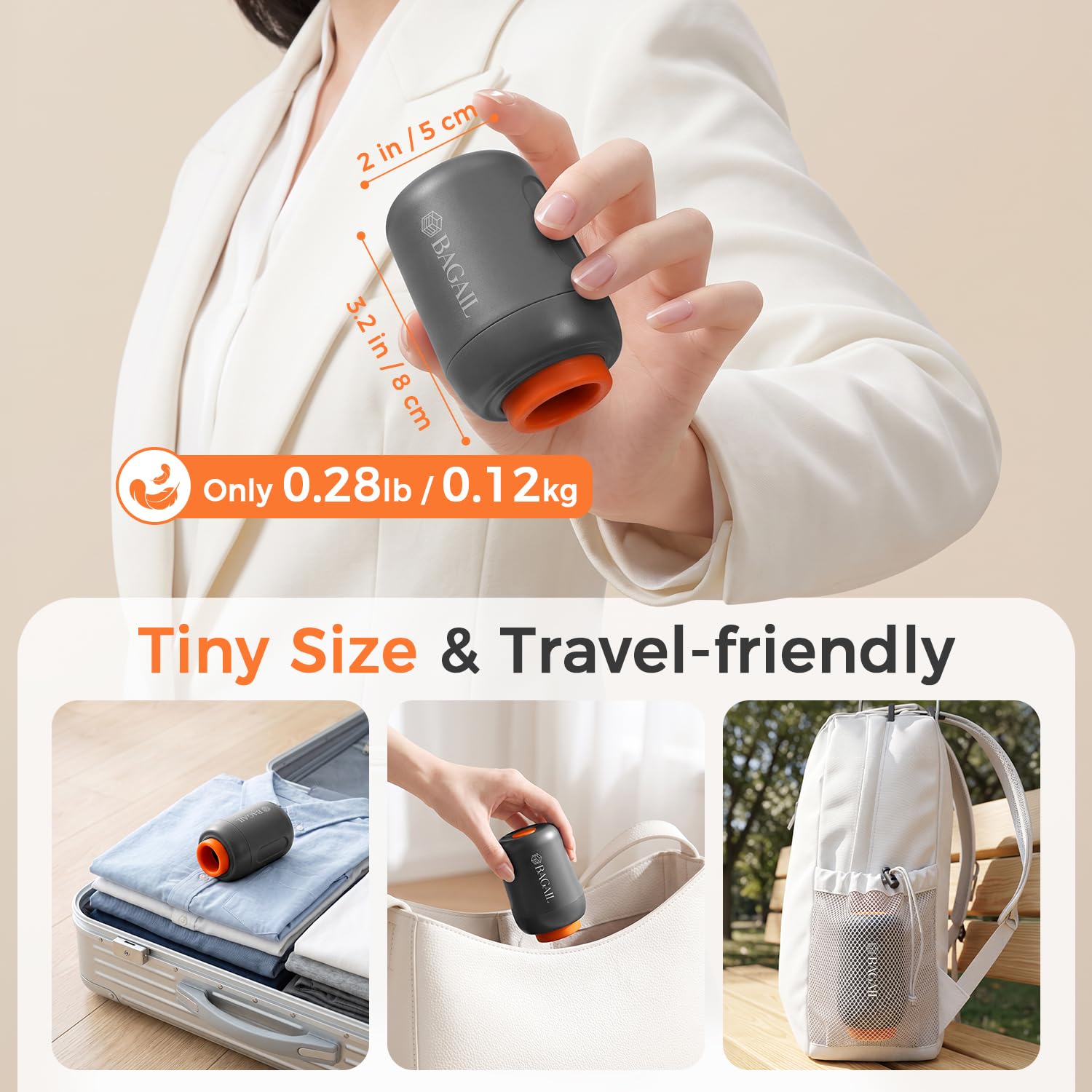 BAGAIL Sacchetti Sottovuoto Da Viaggio Con Pompa Elettrica Ricaricabile Senza Fili, Riutilizzabili Con Pompa, Compressori Per Casa, Organizer Valigia - 24 Pezzi