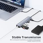 USB 3.0 Hub, Jeswo 7-Port USB 3.0 Aluminum Hub with Independent Switch and LED Indicator, 1m Extension Cable USB Splitter, Suitable for PC, Laptop, etc