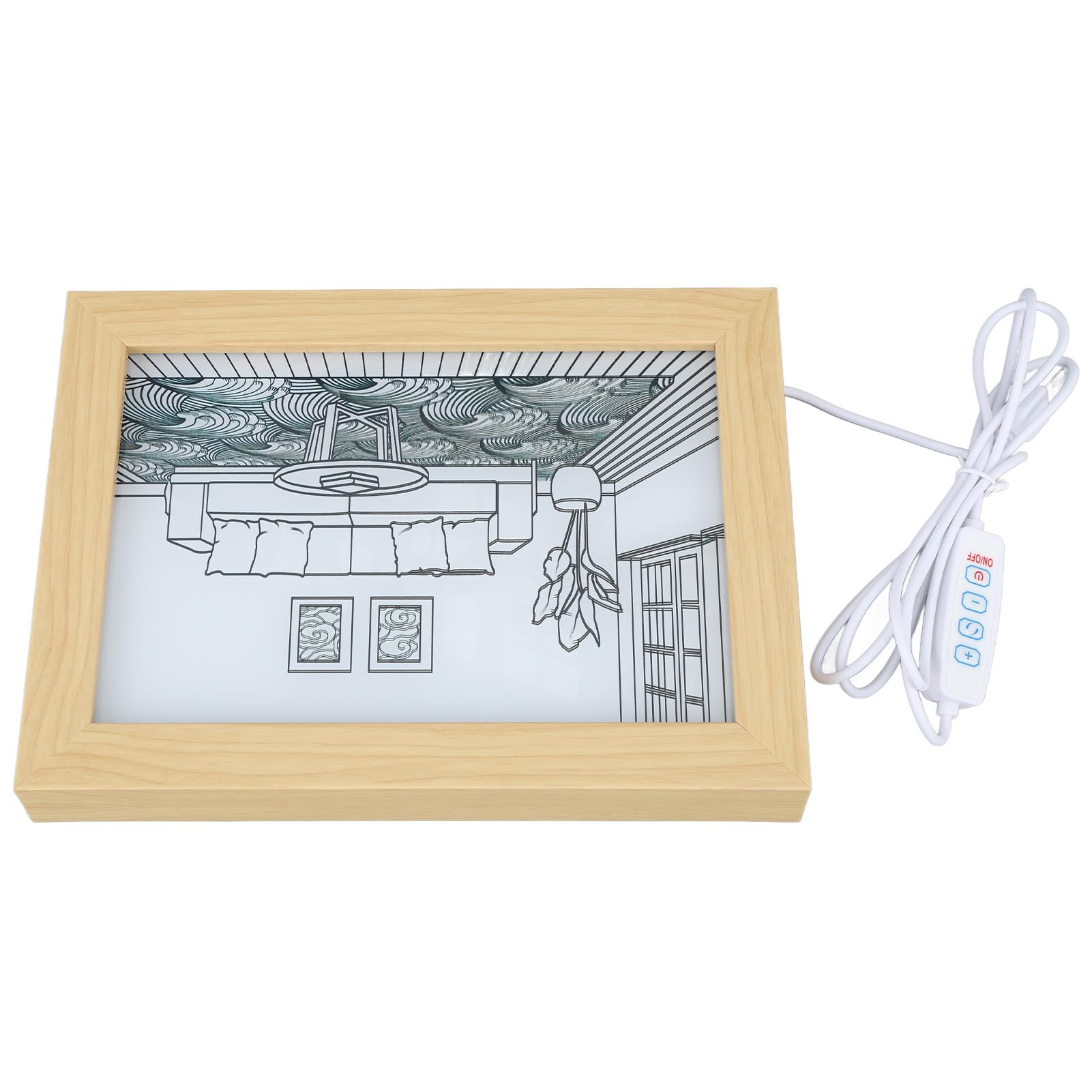 AYNEFY Lighting Indoor Lighting Solid Wood Frame Easy To Use Led Decorative Light Painting For Bedroom Led Lights Picture Modern Decorative Lighting (Small 70 X 55 X 45cm / 27.6 X 21.7