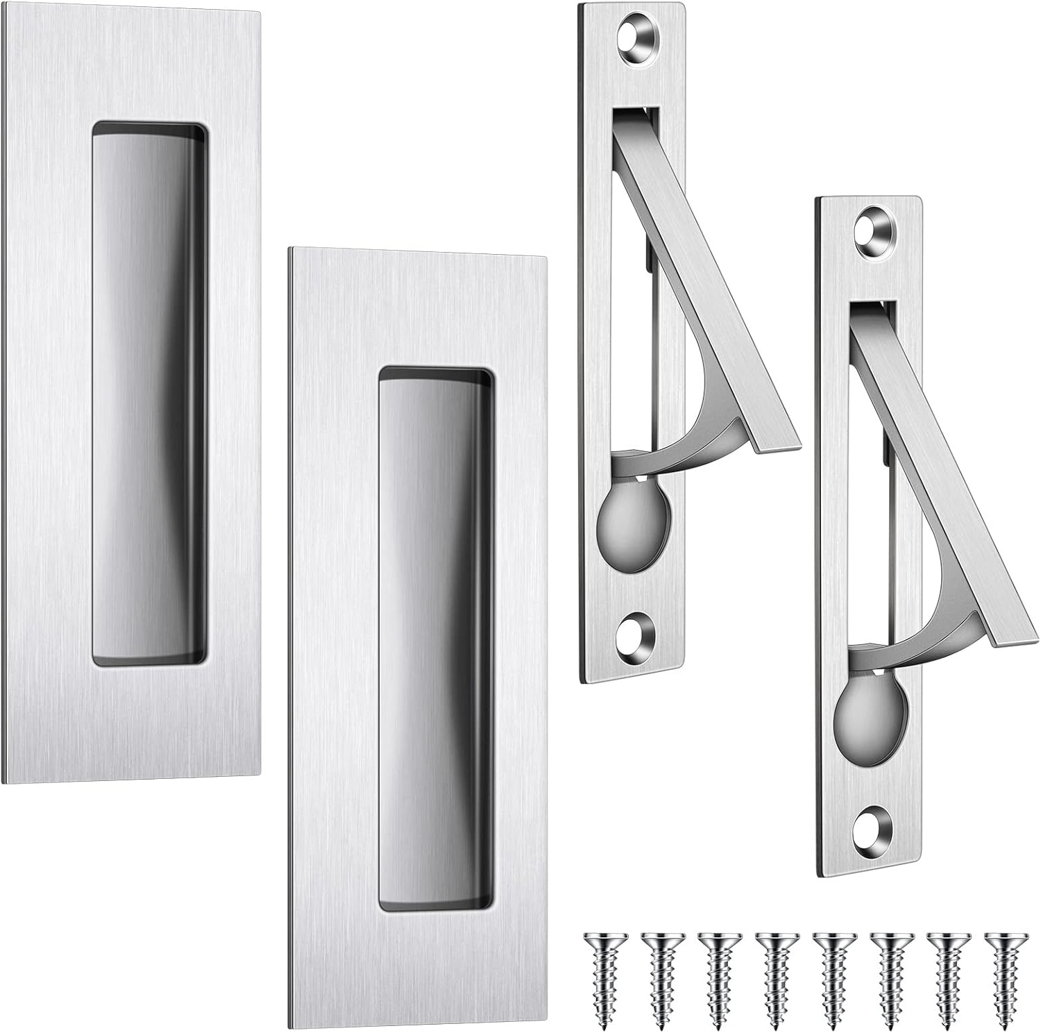4 Pcs Flush Pulls and Edge Pull Sets with Sliding Closet Door Handles 4