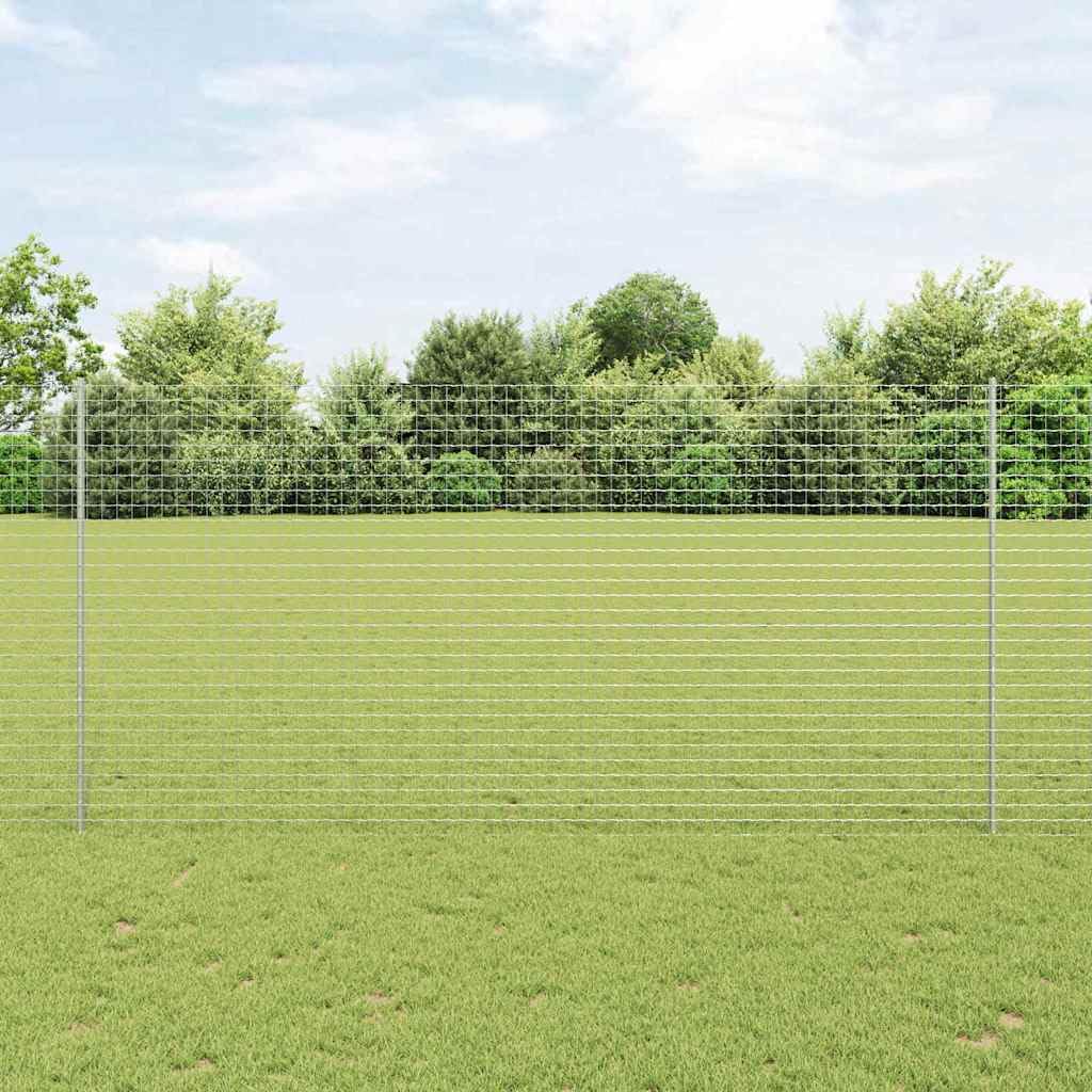Postes de valla de hormigón de acero con recubrimiento en polvo, 200 cm, color plateado, juego de 11 unidades para jardín, terraza, parcela, resistente a la intemperie, como soporte para