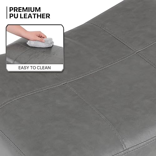 Miniatura 6 de MoNiBloom Taburetes de bar tapizados de 31.5 pulgadas de altura de mostrador para cocina, comedor, cafetería, juego de 2, gris