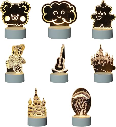 Miniatura 3 de Shulemin Mini luz nocturna LED para niños lámpara de noche LED con control táctil para crear atmósfera acrílico Love BearSombrero Bear Lámpara de