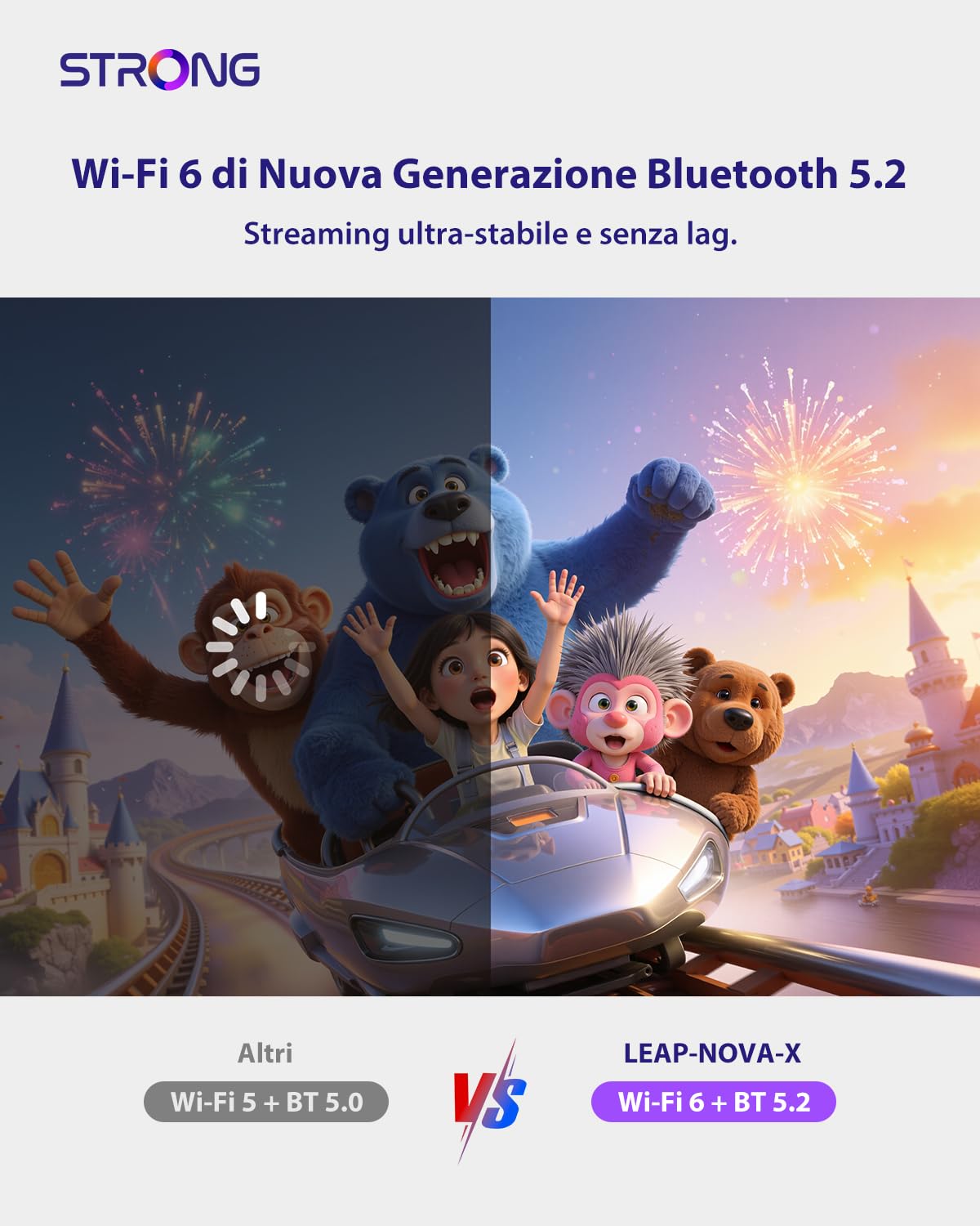 STRONG LEAP-NOVA-X TV Stick 4K UHD, Android 14, 32GB Memoria, Dolby Vision/Audio, Wi-Fi 6, HDR10+, Controllo Vocale, Chromecast Integrato, Streaming Oltre 5000 App