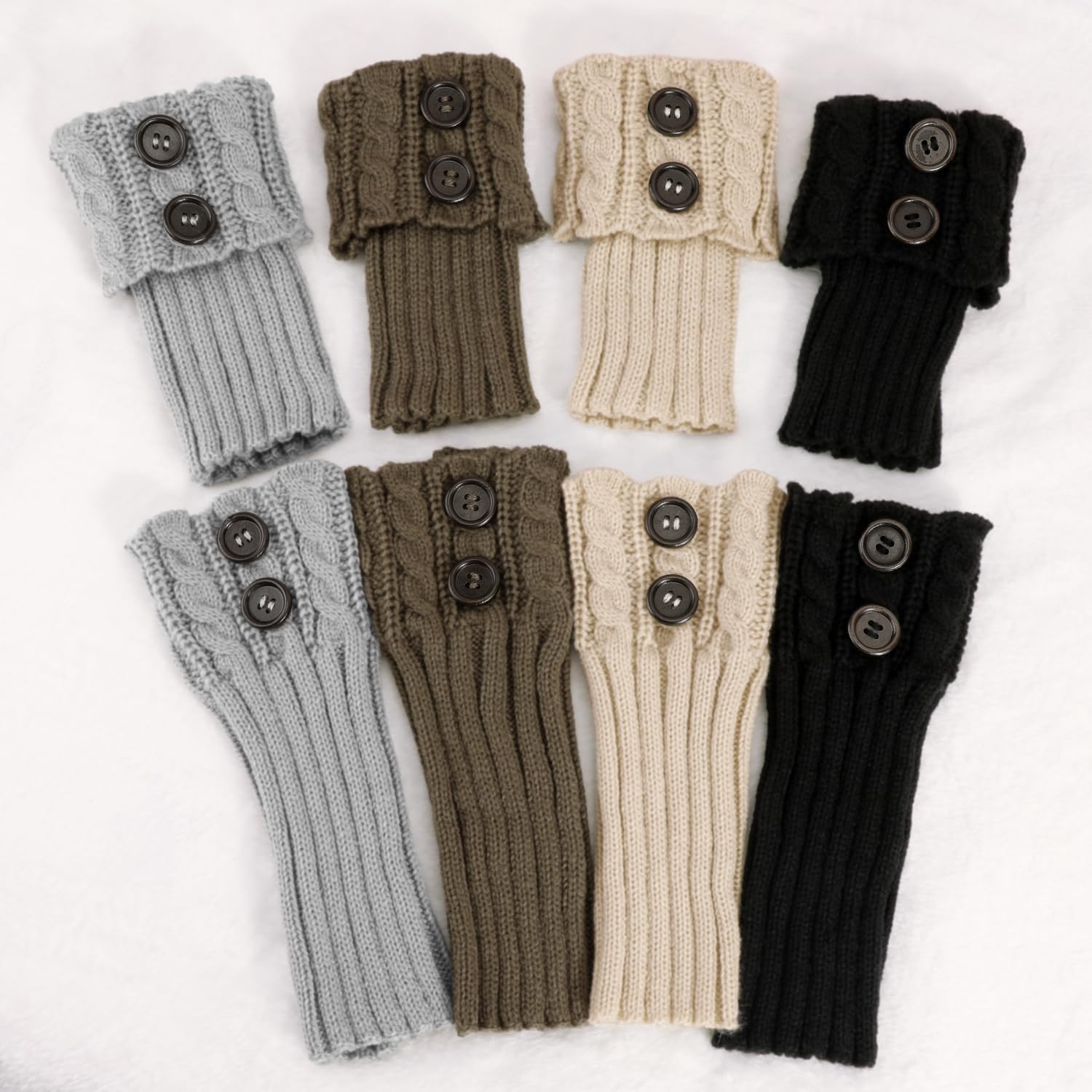 PHOGARY 4 Pairs Winter Warm Boot Cuffs for Women, Crochet Knitted Boot Socks for Gilrs Short Leg Warmers Boot Topper Socks Leg Cuffs Boot Warmers Gift - Image 5