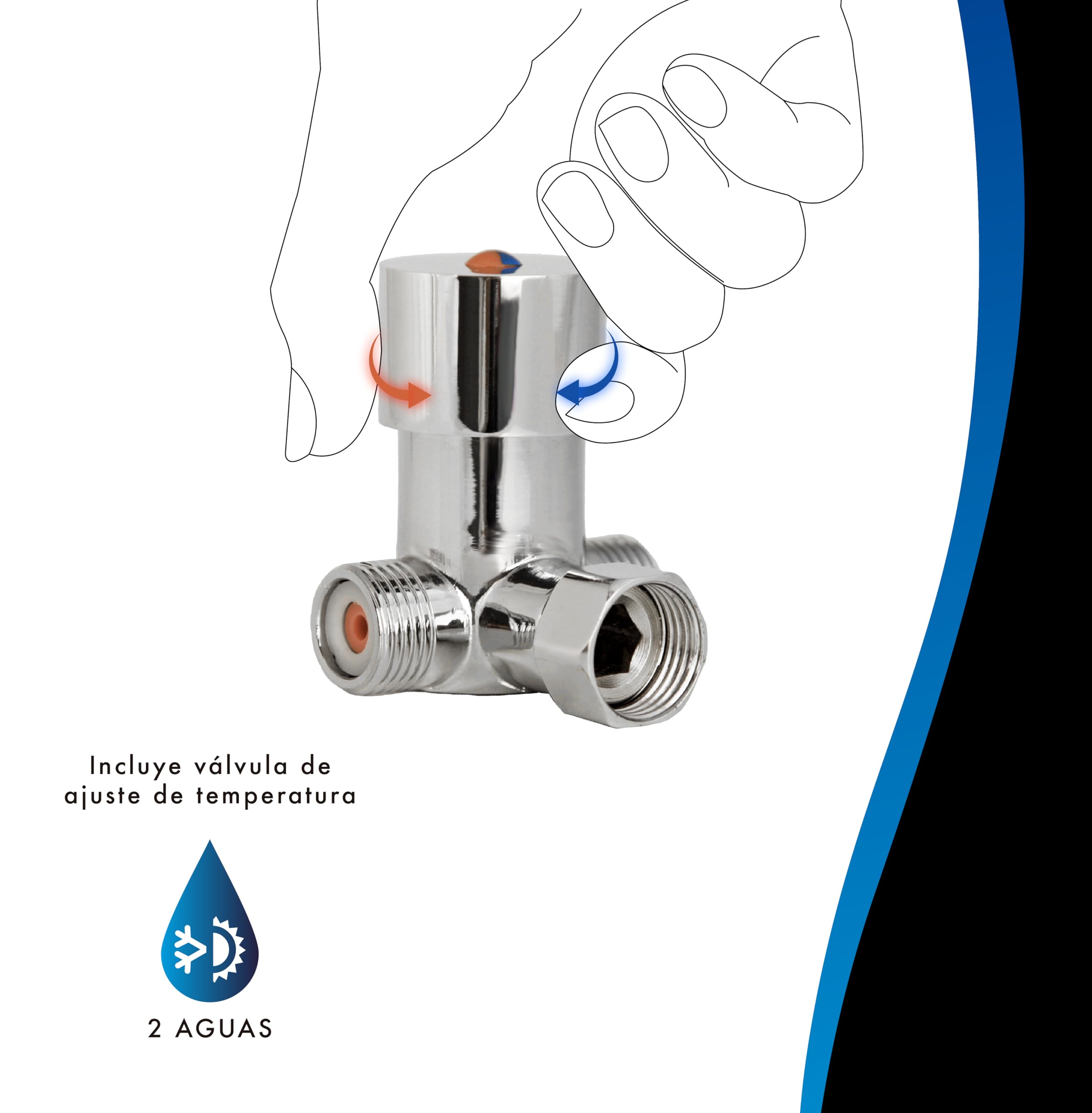 Rubinetto elettronico basso con sensore a infrarossi, senza contatto, 2 acque con premiscelatore regolabile (calda/fredda), ottone cromato – per lavabo bagno
