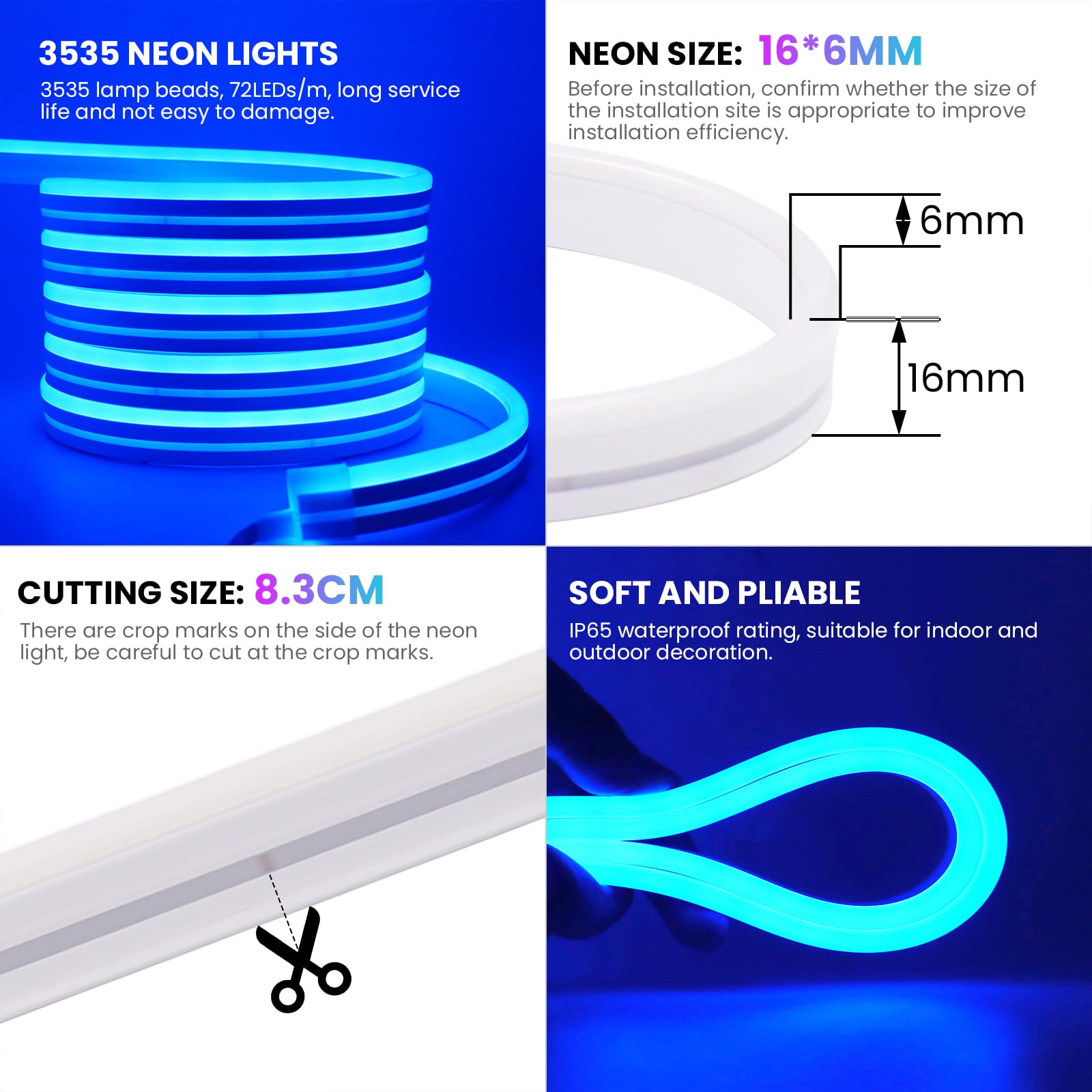 DC24V 40M RGB Neon Strip, 2 Rollen 20 Meter Silikon Flexibler WIFI LED Streifen, Smart Musiksynchronisierung Neon LED Lichtband mit Fernbedienung & Netzteil für Schlafzimmer,Weihnachtsfeier