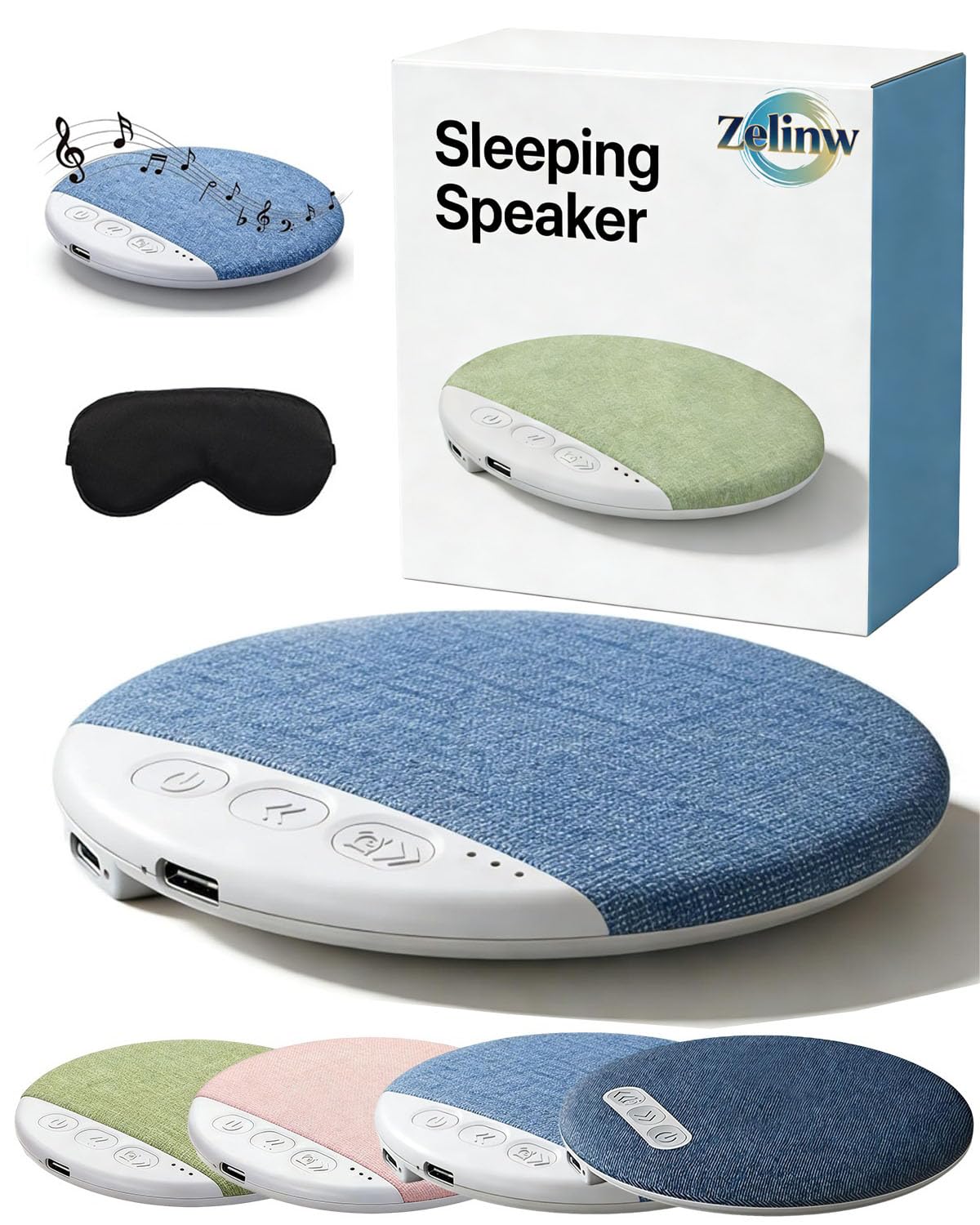 2026 New Flat Under Pillow Wireless Bluetooth Speakers for Sleeping Bone Conduction Thin Sleep Aid Earbuds with White