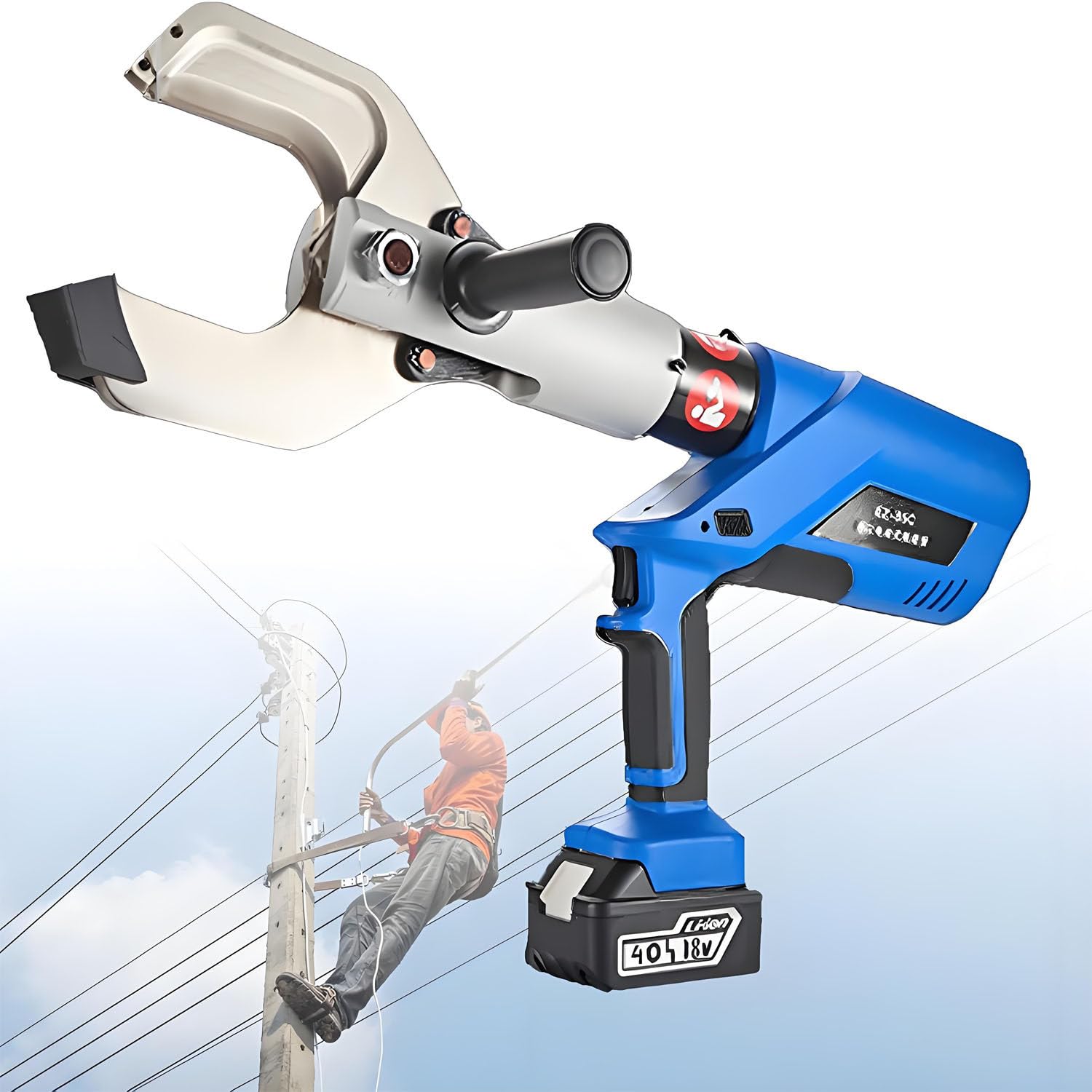 UORDBY Digital Display Electric Hydraulic Shears, Cordless Hydraulic Cutting Tool Kits,Electric Hydraulic Cable Shears,with18V/4.0Ah Battery for Cutting Cu, Al Cable 105C