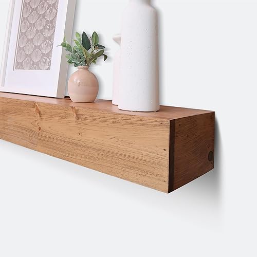 Miniatura 4 de URBANDI Modern Fireplace Mantel, Contemporary, Floating Mantle, Shelf, Hand Crafted, (Brown, 48Lx6Hx8D)