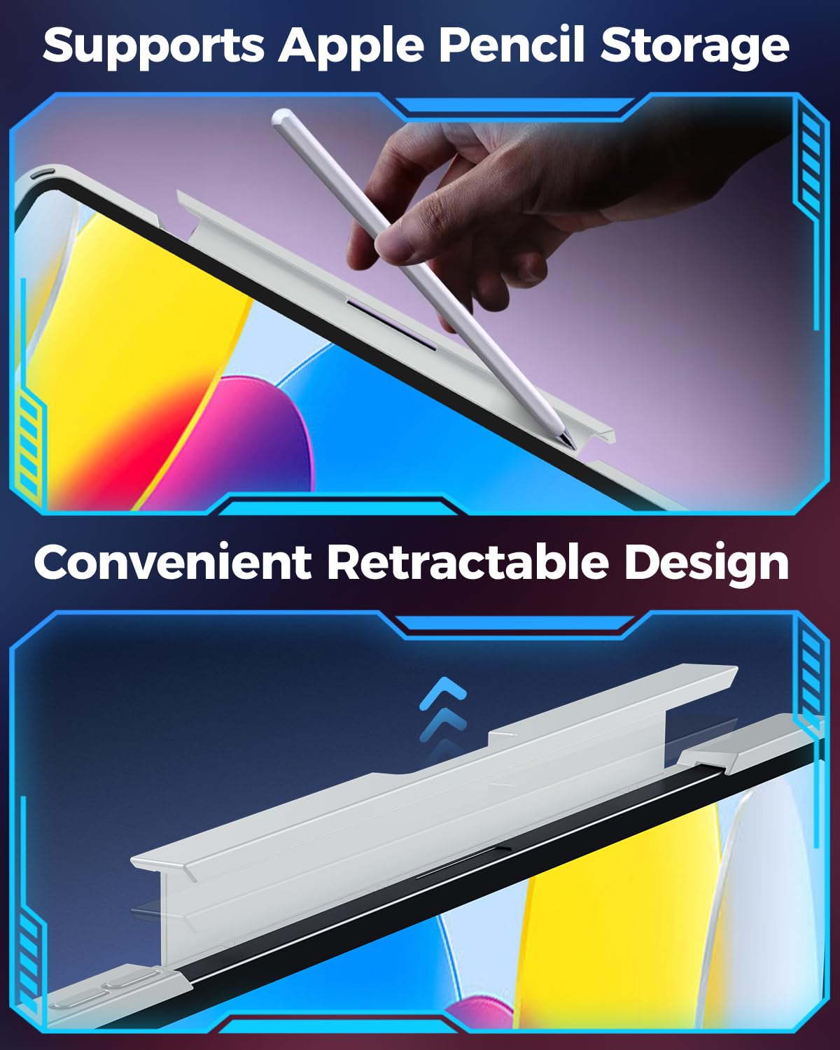 TSQQST Custodia trasparente per tastiera wireless per iPad (A16) 11a generazione 11" 2025/iPad 10a generazione 11" 2022 con portapenne e trackpad multi-touch, retroilluminazione a 7 colori, girevole a