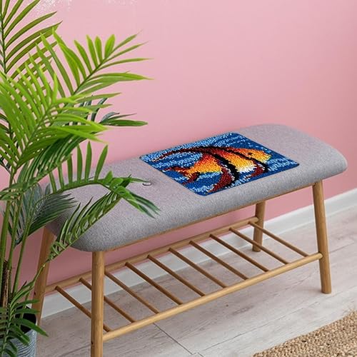 Miniatura 2 de PINTLE Kits de alfombra con gancho para adultos principiantes, kits de hilo de ganchillo de aguja de 11.81 pulgadas, kit de gancho y pestillo para