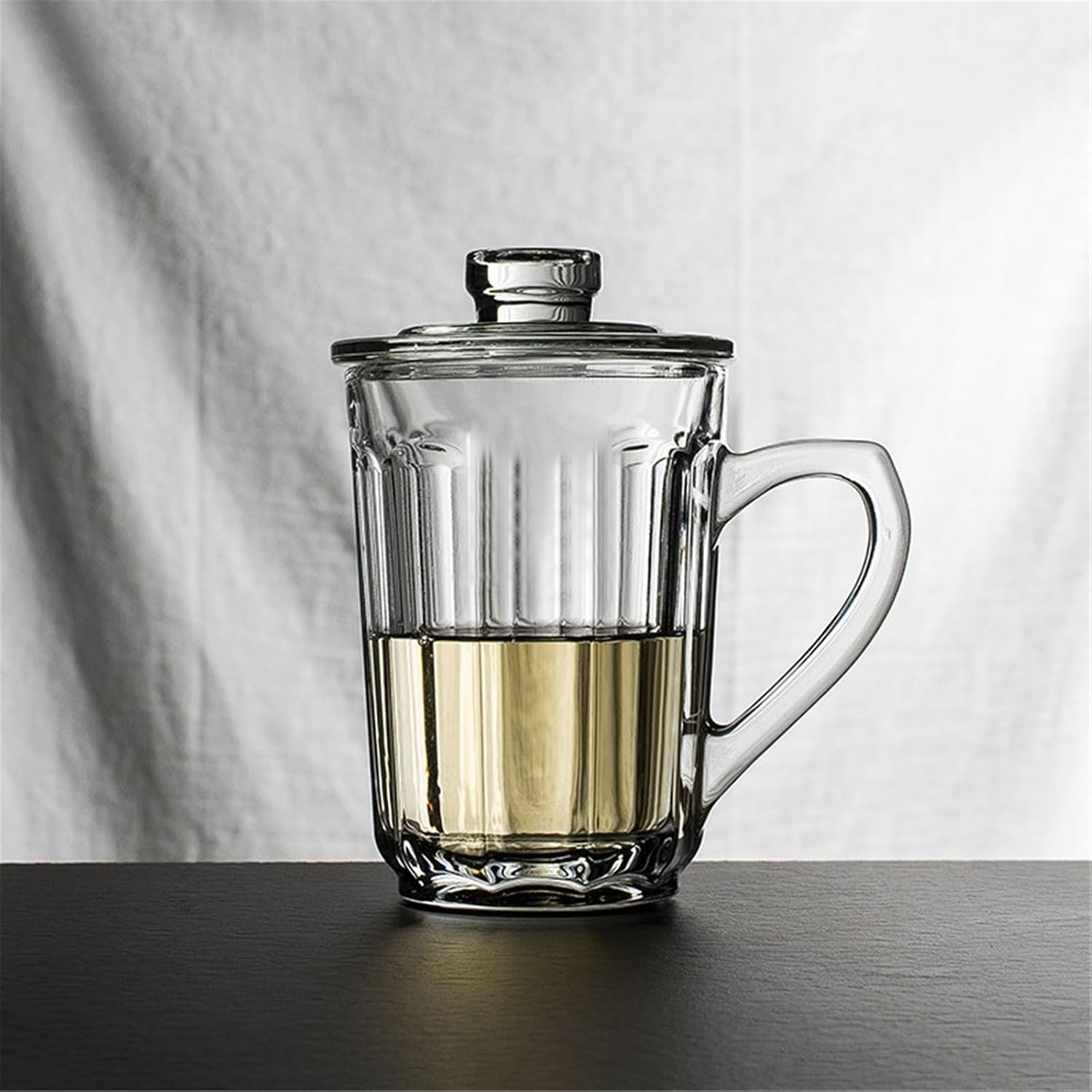 Water Glasses Thickened Glass Cup with Lid and Handle, Clear Lead-free Teacup for Home And Office Beverage Glasses