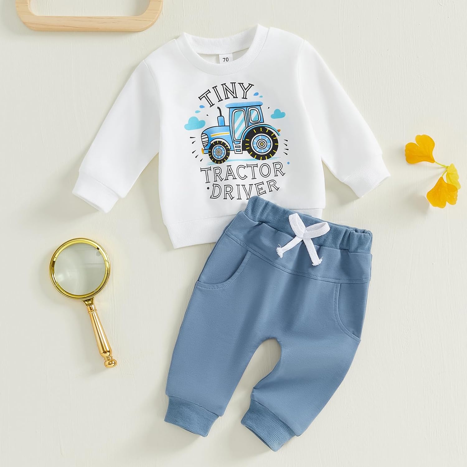 FYBITBO Toddler Baby Boy Fall Winter Clothes Sets Tractor Long Sleeve Shirt Tops Long Pants 2Pcs Sweatsuit Outfits Clothing - Image 3
