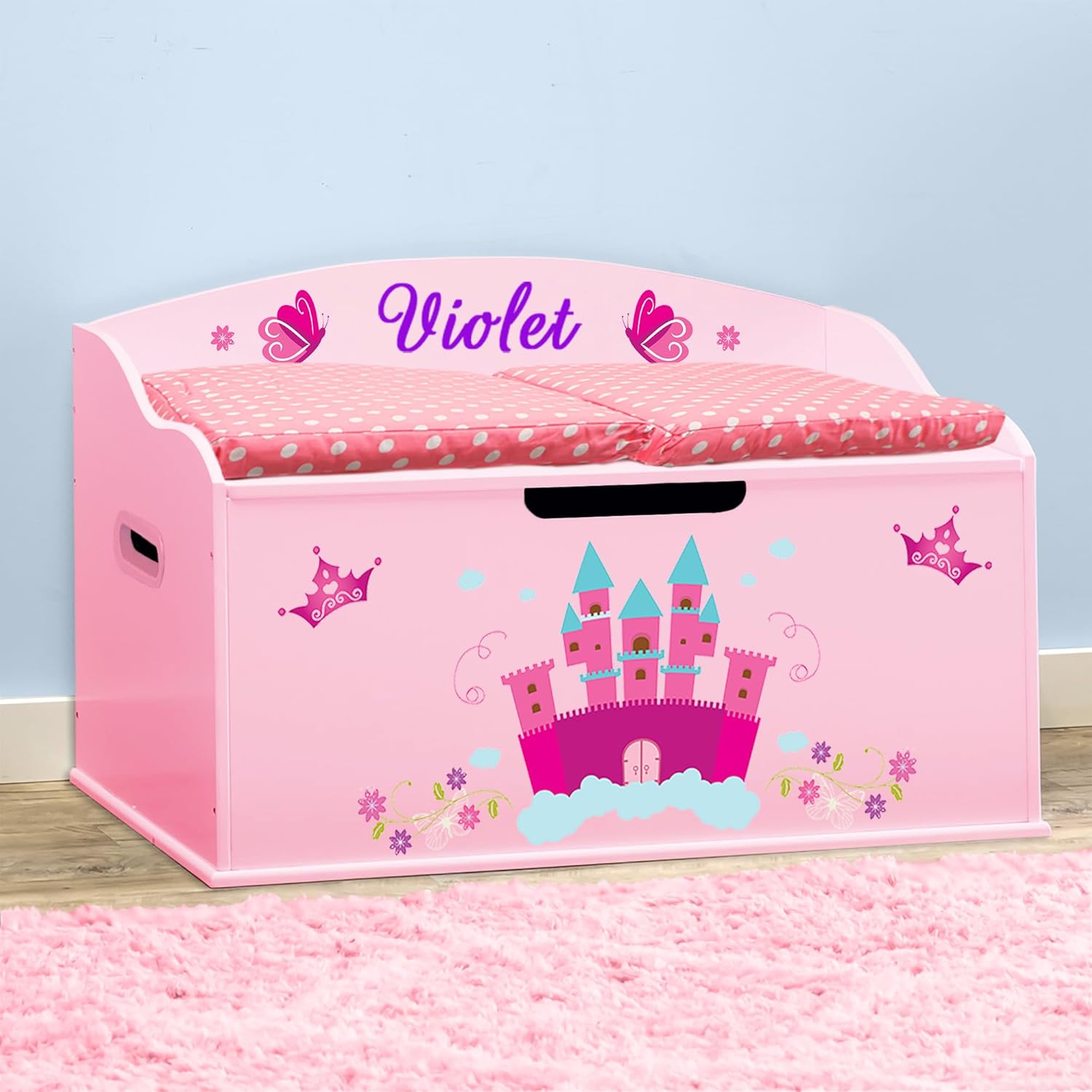 DIBSIES Personalized Creative Wonders Toy Box (Princess, Pink)
