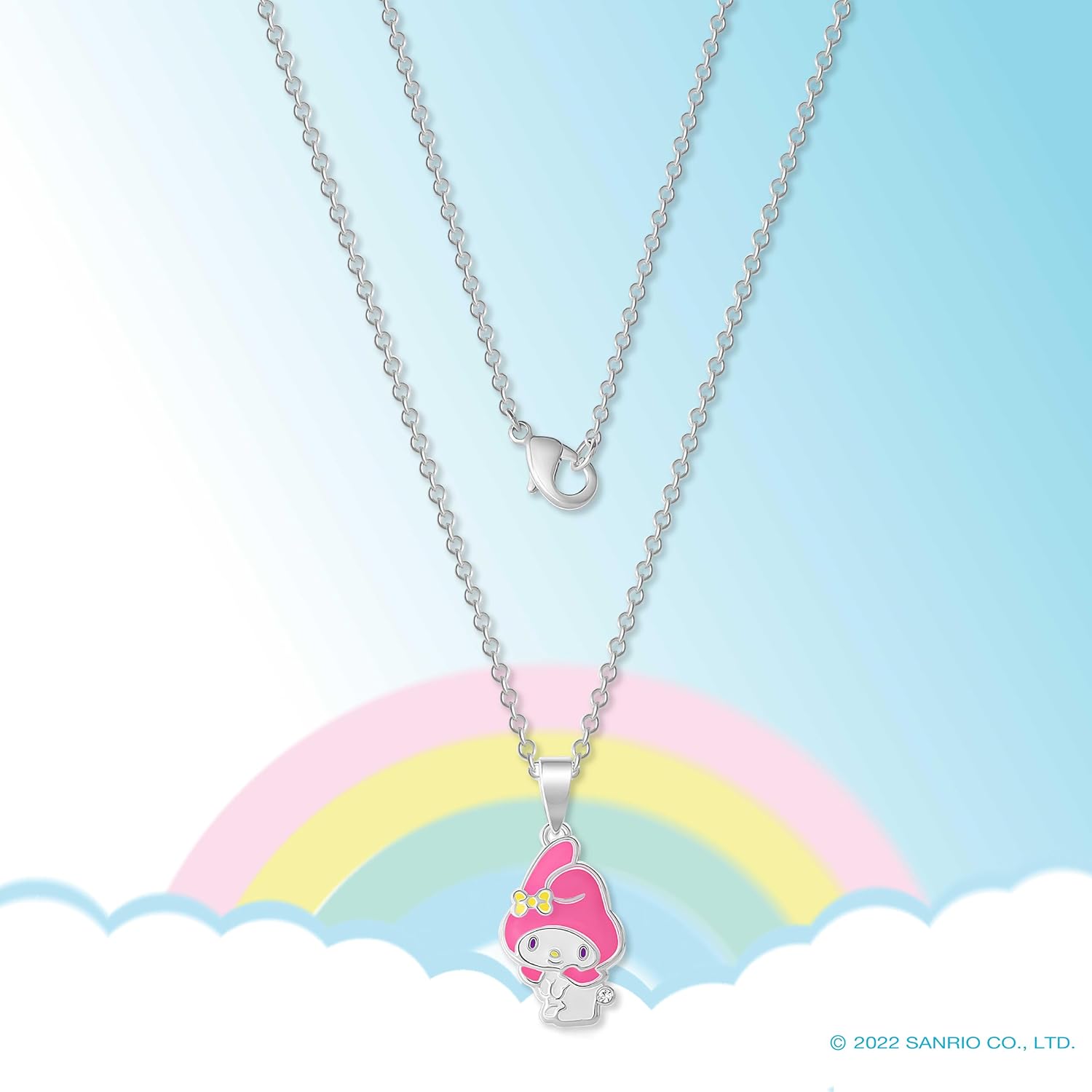 Hello Kitty Sanrio Women's Kuromi Necklace Collection – Silver and 18kt Flash-Plated with Crystal & Enamel Pendants, Officially Licensed