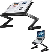 Uncaged Ergonomics Adjustable Aluminum Book Holder Stand - Laptop Tablet Cookbook Stand, Portable Reading Holder for Bed Desk Kitchen, Black