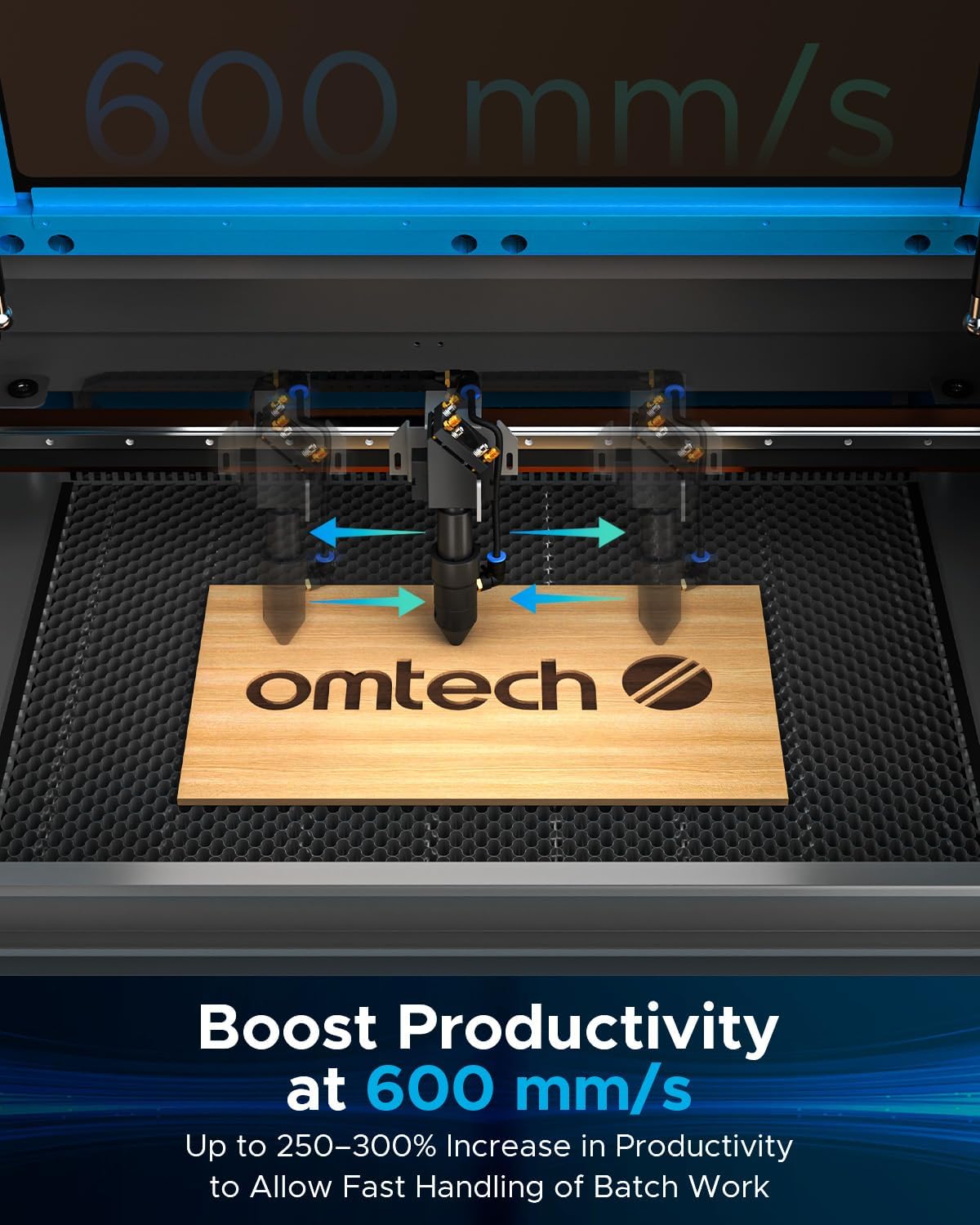 OMTech laser engraver control panel with software logos