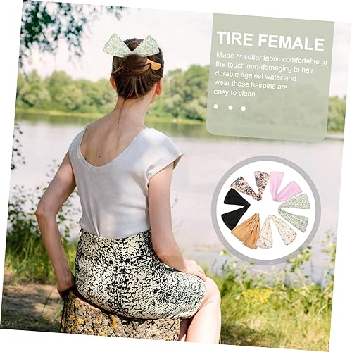 Miniatura 5 de 6pcs Bow Hair Clip Mujer Twist Clip Tela Pajarita