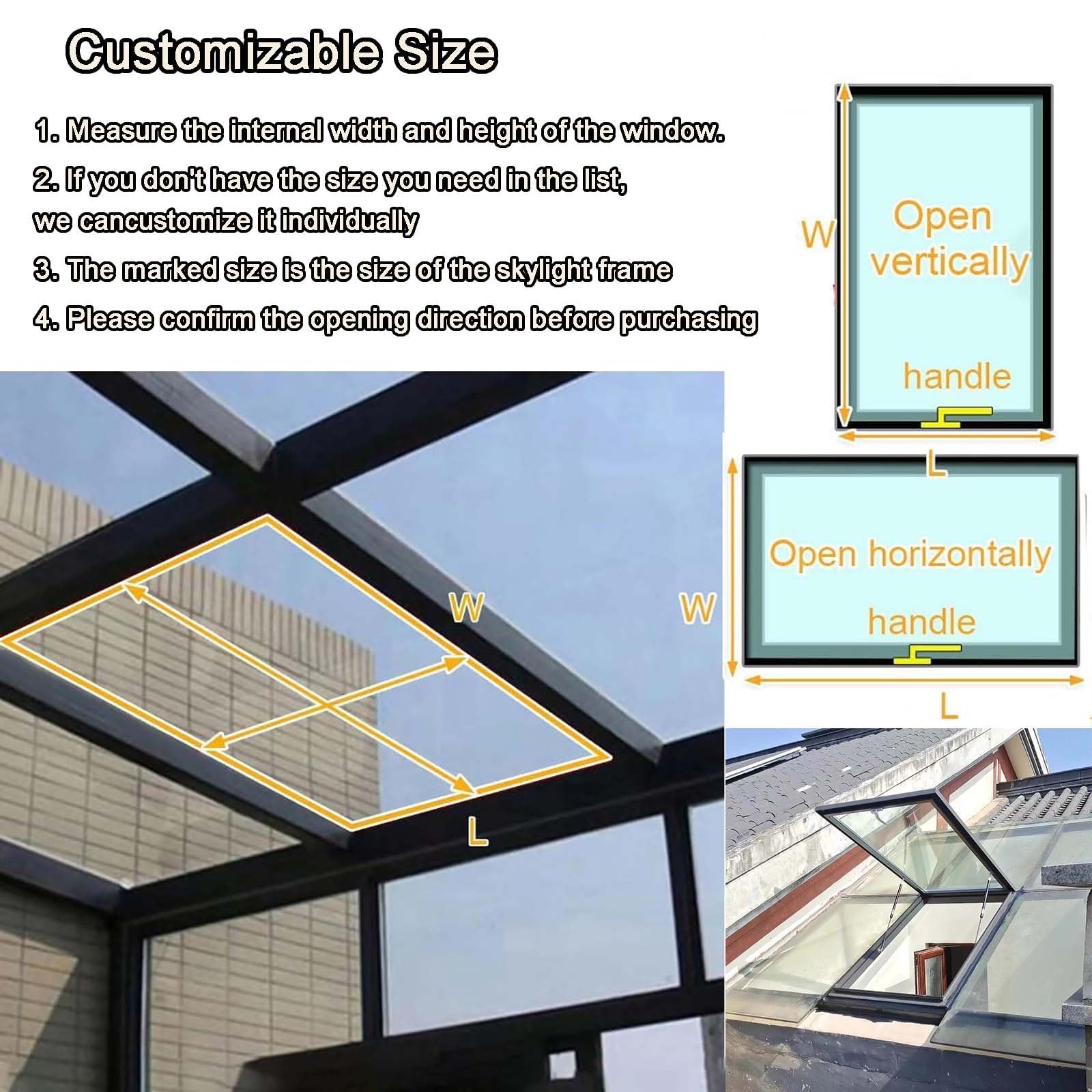 Ventana de Techo, Ventanas de Tejado,Claraboya para Techo, Tragaluz con Ventilación Manual con Vidrio Templado de Doble Capa para Áticos, Sótanos, Cobertizos(LxW 75x100cm/29.5x39.4in)