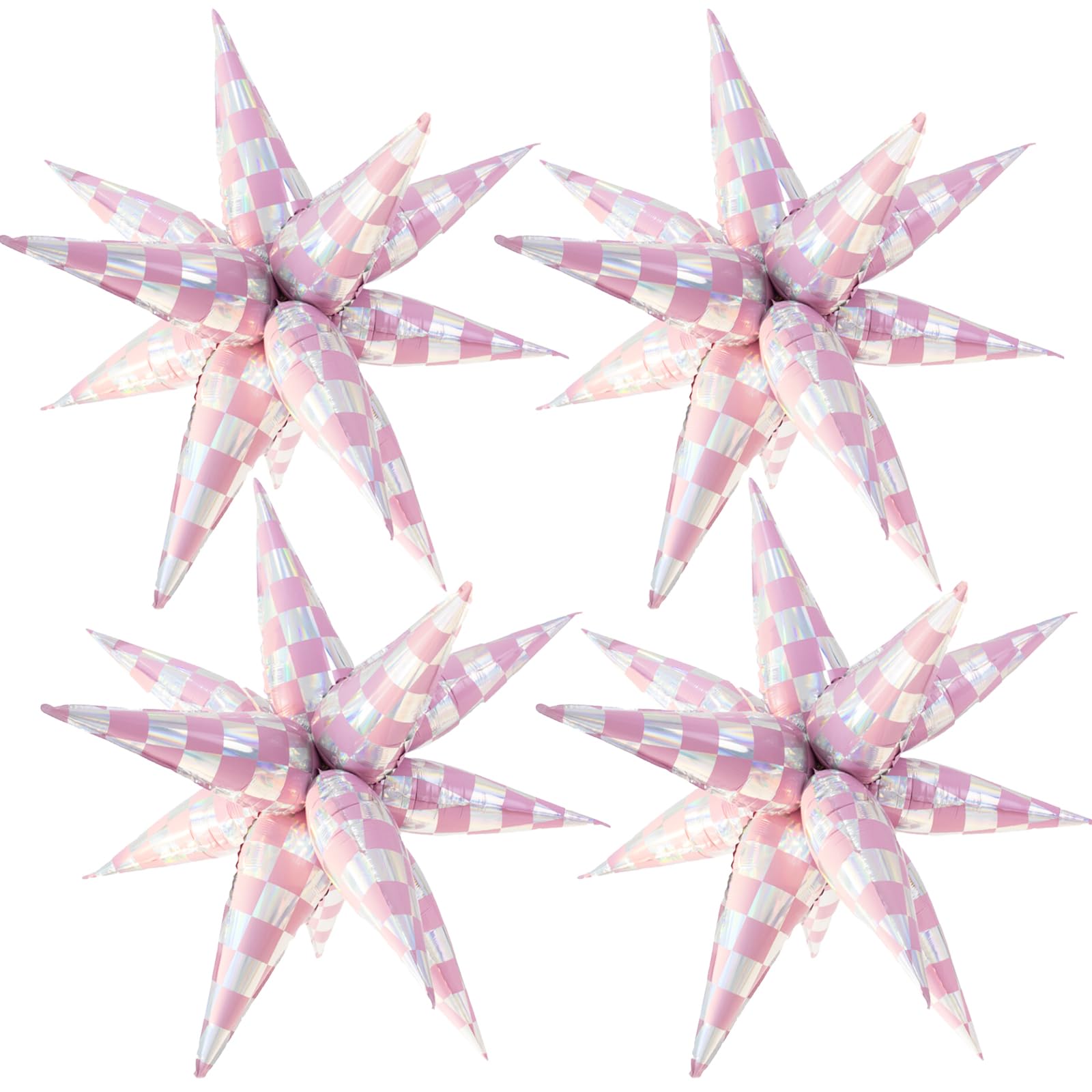 Light Pink Balloons Iridescent Gingham Checkered Explosion Star Balloons Preppy Birthday Party Girls Just Wanna Be One Birthday Party Decor Emo Themed Party Decorations Bride Bachelorette Party