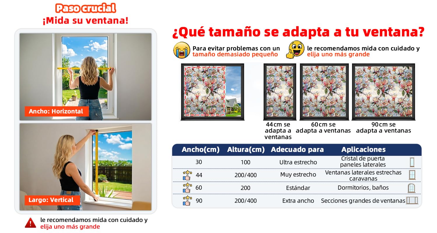 Qualsen Vinilos para Cristales Efecto Arcoiris Vinilo Ventana Privacidad Patrón de Flor de Magnolia Electrostática Decorativos Vinilo Cristal Anti UV No Adhesivo Lámina para Hogar Bano 90x400cm