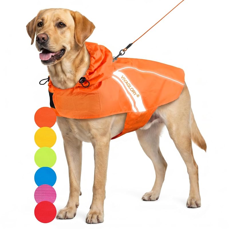 Capa de chuva para cães em poliéster VIVAGLORY Orange tamanho L