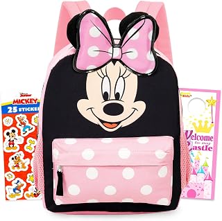 Minnie Mouse Small Backpack for Girls Women Bundle, 12" w Adjustable Straps