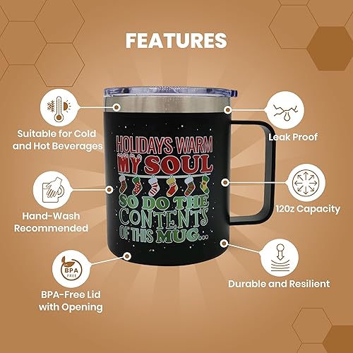 Miniatura 2 de Juego de tazas de Navidad de 2 a 12 onzas de acero inoxidable de doble pared aisladas con asa y tapa de fortaleza, regalo ideal para amantes del