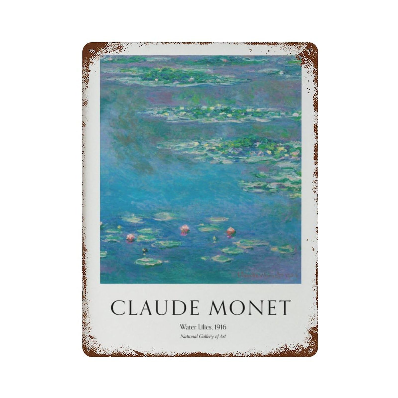xiaoxiaoshen Monet Water Lilies Impressionist Wall Decor Art Metal Tin Poster Modern Home Decor Art Home Bar Shop Decorations Vintage Sign 40x30cm