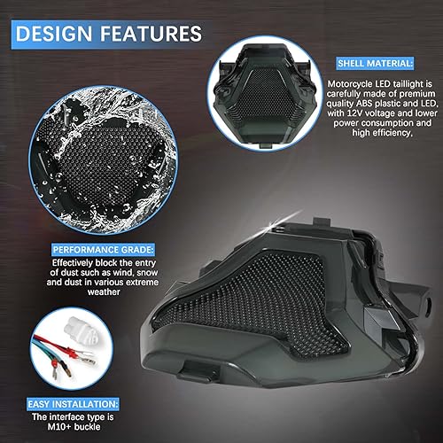 Miniatura 3 de JMTBNO Luz de freno para motocicleta con señales de giro LED, compatible con Yamaha YZF R3 R25 Y15ZR MT07 FZ07 LC150