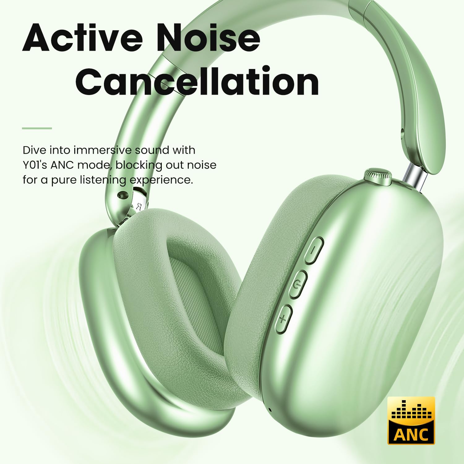 Wentronic Y01 Wireless Over Ear Headphones, Noise Canceling Bluetooth 5.3 Headphones with Microphones,Hi-Res Audio,48H Playtime,Foldable,Breathable Soft Earpads for... - Image 2
