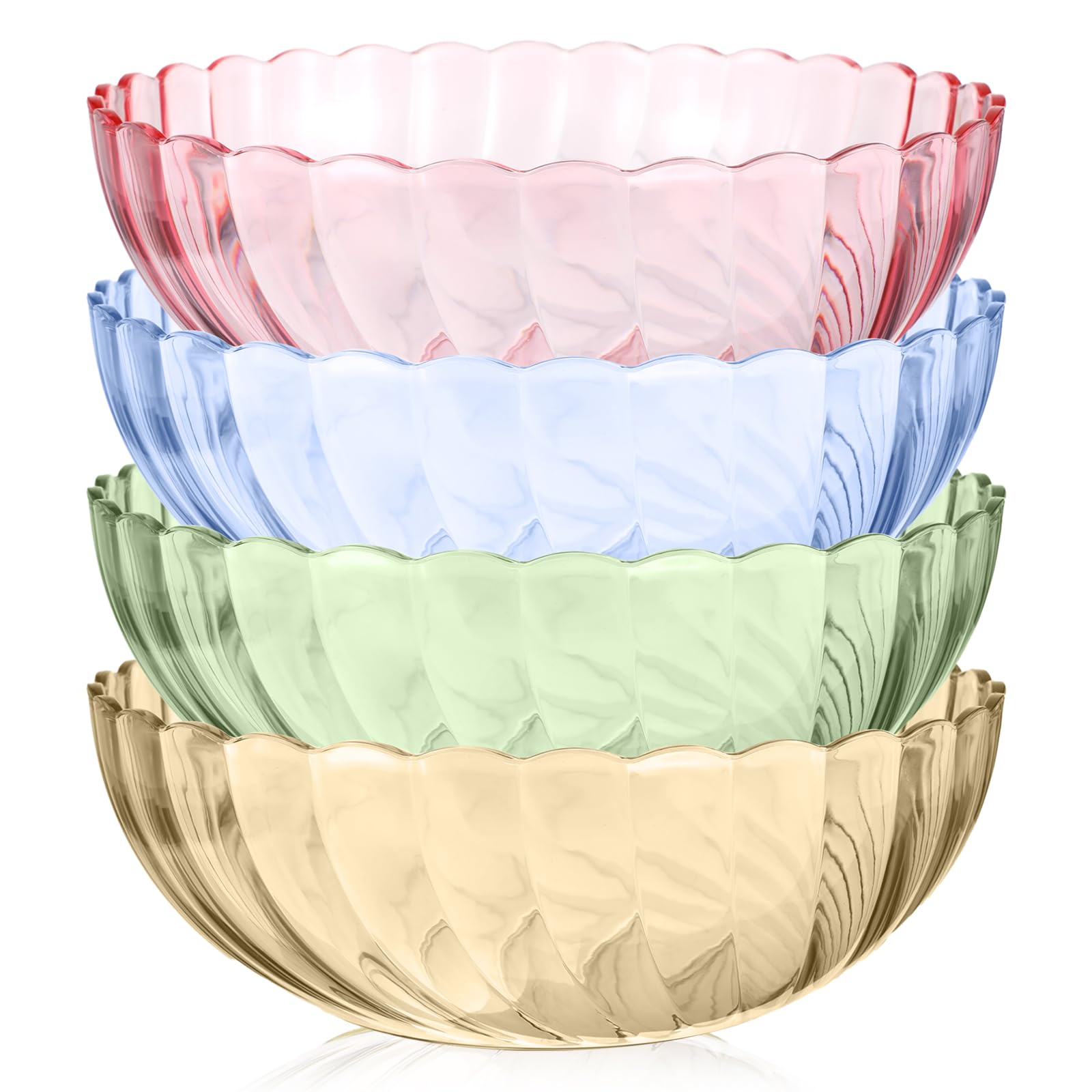 MAQUITA Lot de 4 bols de service en plastique résistants à la casse pour salade, fruits, popcorn, frites et trempettes (4 couleurs)