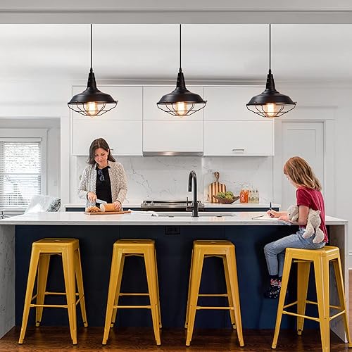 Miniatura 3 de Lámparas colgantes negras de 10.5 pulgadas, paquete de 3 unidades, luces colgantes mate para isla de cocina, lámpara colgante industrial, luces