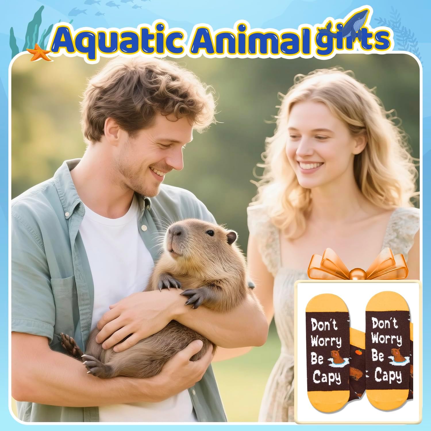 HAPPYPOP Capybara Gifts for Men Women - Funny Capybara Socks, Animal Gifts Stocking Stuffers for Teens - Image 6