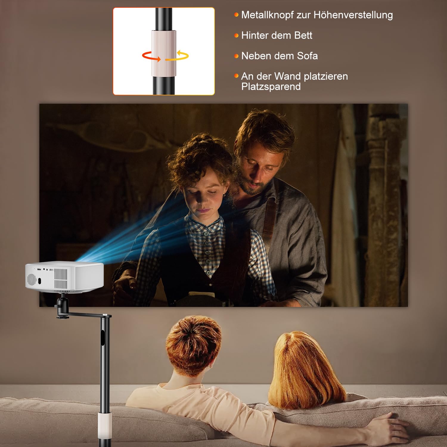 ZDSSY Beamer Ständer, Beamer Halterung Höhenverstellbar 85-130 cm, Beamerständer Stativ mit 360° Schwenkbarer,Versteckter Projektor Bodenständer kompatibel mit Video Beamern,Vlog DVR Kamera,Schwarz