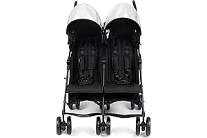 Summer Infant 3Dlite Folding Lightweight Side by Side Double Stroller with 5-Point Safety Harness