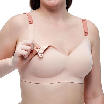 Momcozy Nursing Bras for Breastfeeding, Seamless Comfort Maternity Bra Wireless Jelly Strip Support Pregnancy Bra