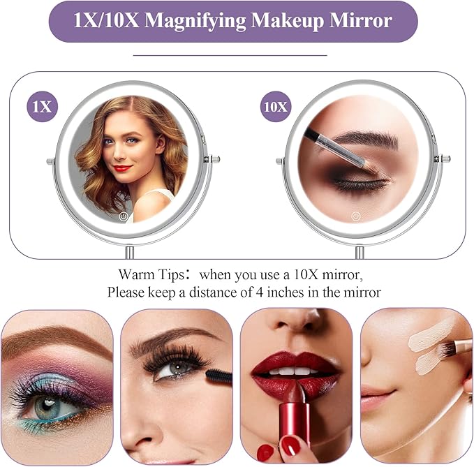 Espejo de Maquillaje 8 pulgadas con Luz LED Recargable miniatura 4
