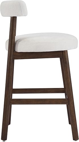 Miniatura 9 de Christopher Knight Home Annes - Juego de 2 taburetes de bar redondos de tela de lino para isla de cocina, silla de comedor de madera, taburete de