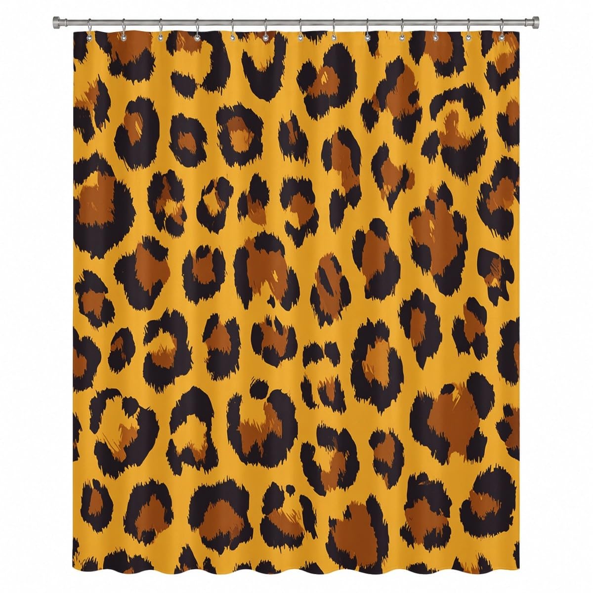 Generico Tenda Doccia 240x200 cm Marrone Impermeabile per Vasca da Bagno | Tenda Doccia Antimuffa Fantasia Classica Con Stampa Leopardata Poliestere, Lavabile, Asciugatura Rapida, Facile da Pulire