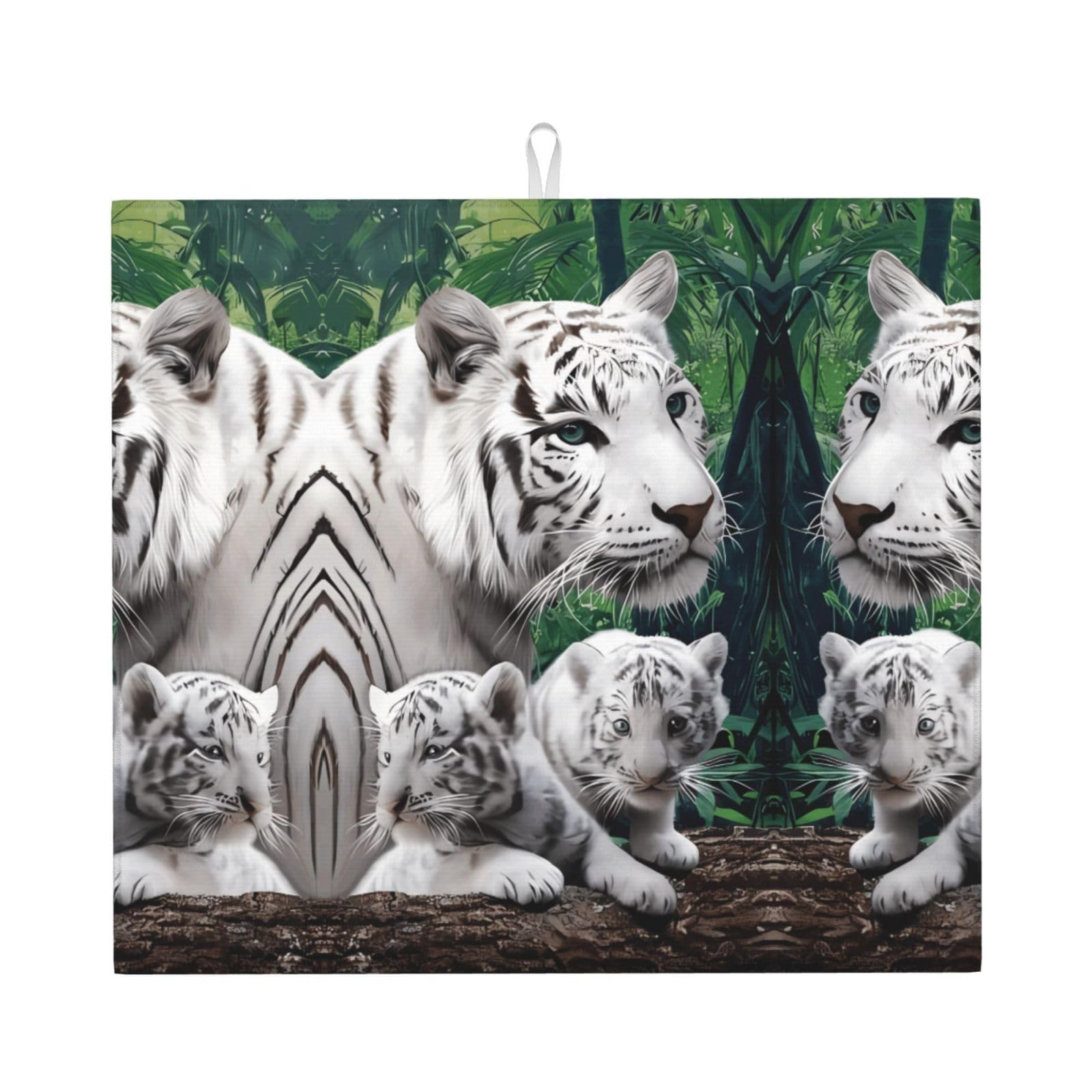 WHJSSF Tiger Prints Kitchen Drying Mat – Absorbent Dish Throw for Countertops, Quick-Dry Non-Slip Layer with Stylish Prints, Ideal Housewarming Gift