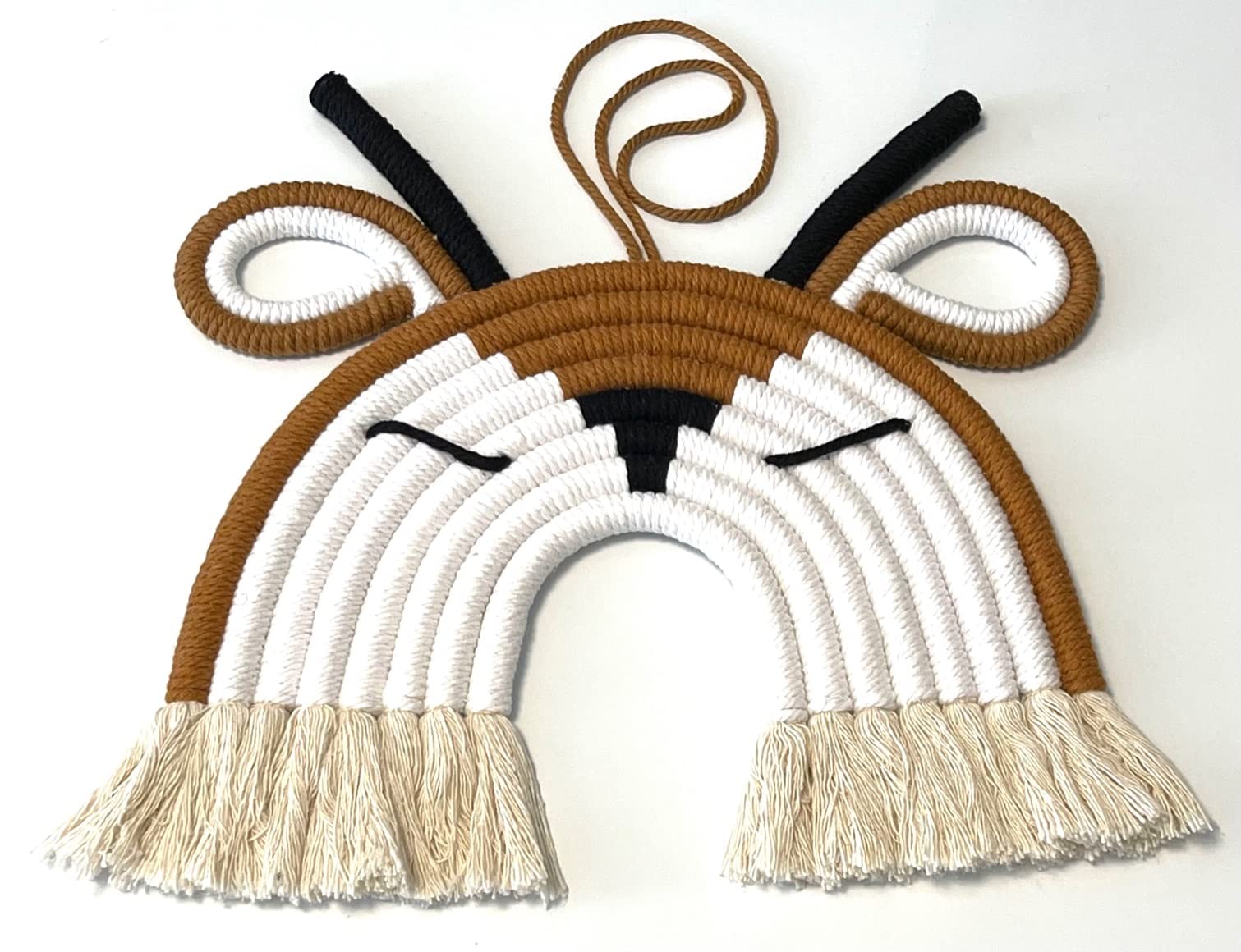 MacrameBay Large Handmade Macrame Animal Hanging Wall Art Decor Ornament, for Kids Baby Room, Nursery Shower Gift, Dorm, Living Room, Bohemian Boho… (Caramel Deer)