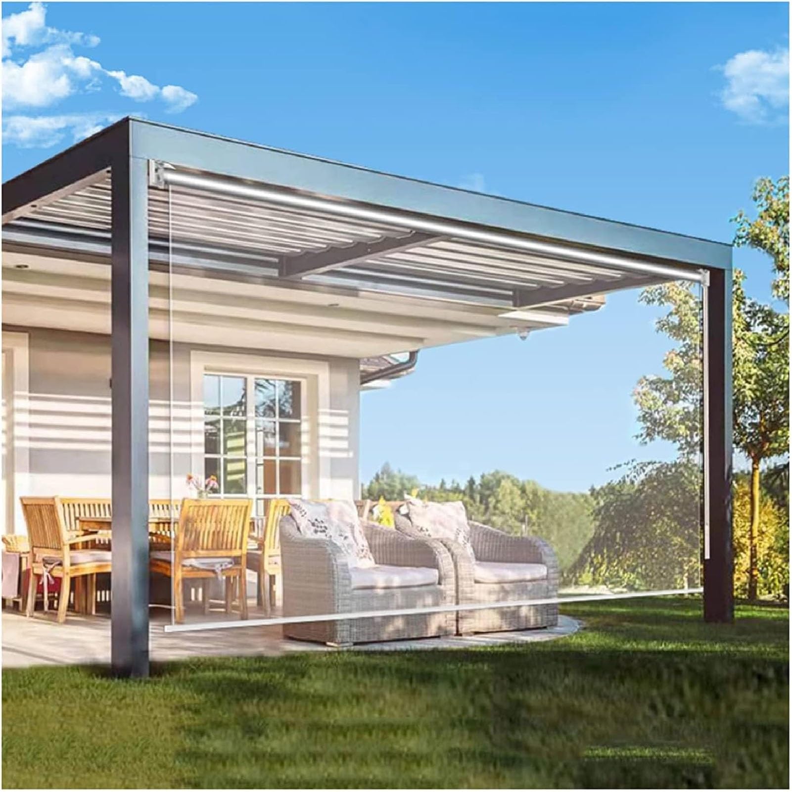 Clear Roller Blinds, Transparent Waterproof PVC Curtain, Blackout Window Shades Clear Roller Blinds, Vinyl Plastic Roll Up Blind, Clear Roll Up Blinds Outdoor Garden (Size : 95x180cm)