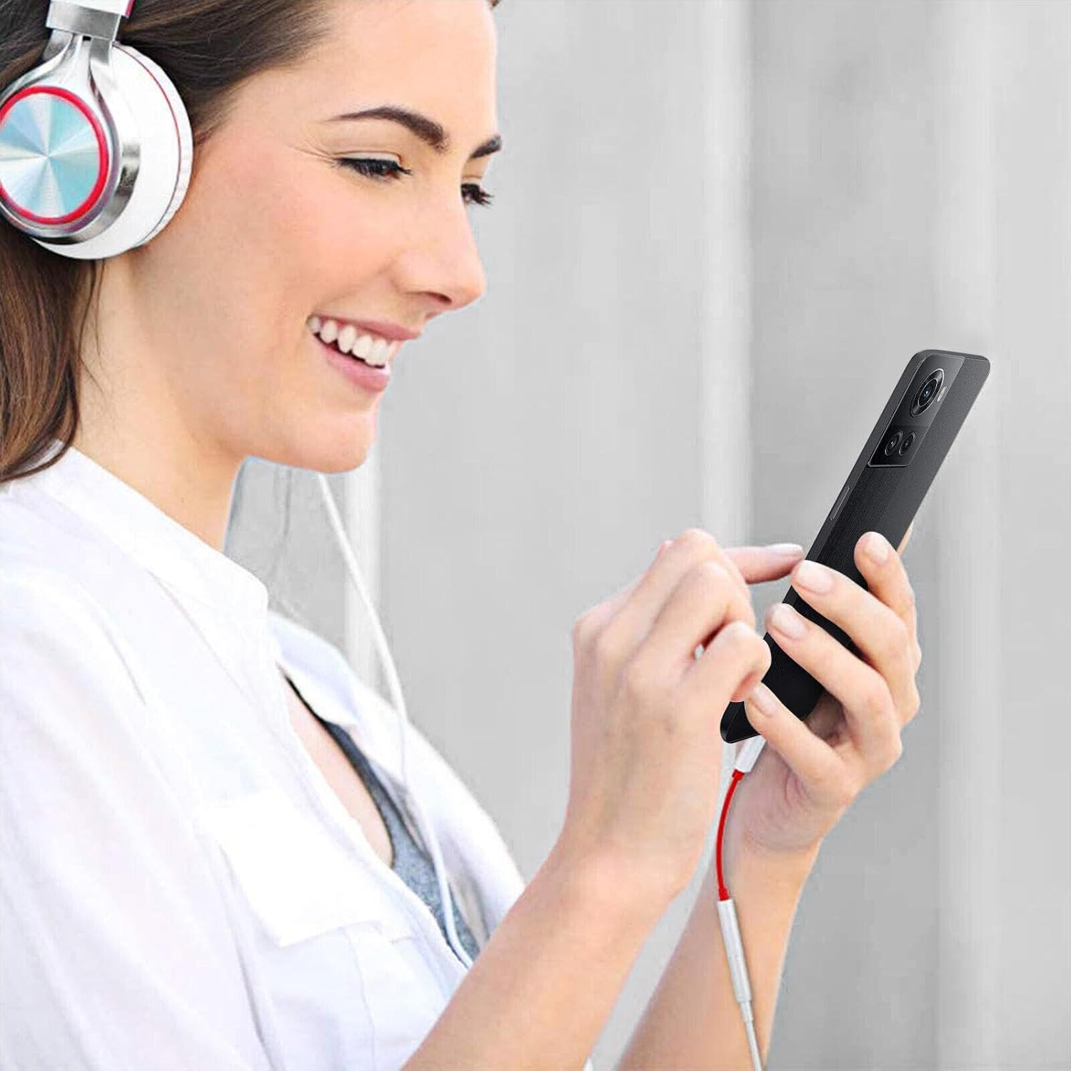 USB C Earphone Adapter Headphone Audio Jack Port Converter Compatible with Samsung Galaxy Z Flip6/Z Fold6, 3.5mm Female to USB C Male Adaptor Mic Support