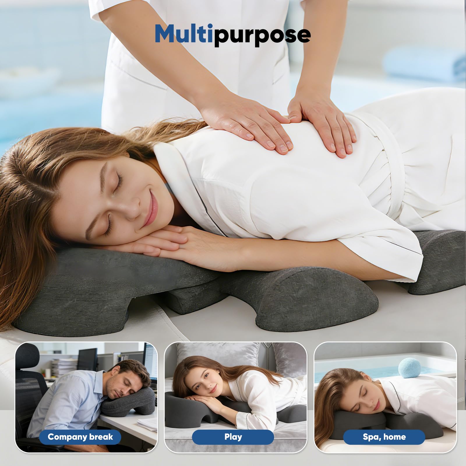 Juego de reposacabezas de masaje, cojín de pecho y cojín facial, suave y cómodo, reposacabezas de masaje para el pecho, cabecero de masaje para cama, salones de belleza, spa, hogar